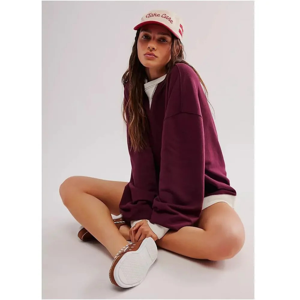 Free People We the Free Sweatshirt Classic Crew Colorblock Size Small NEW